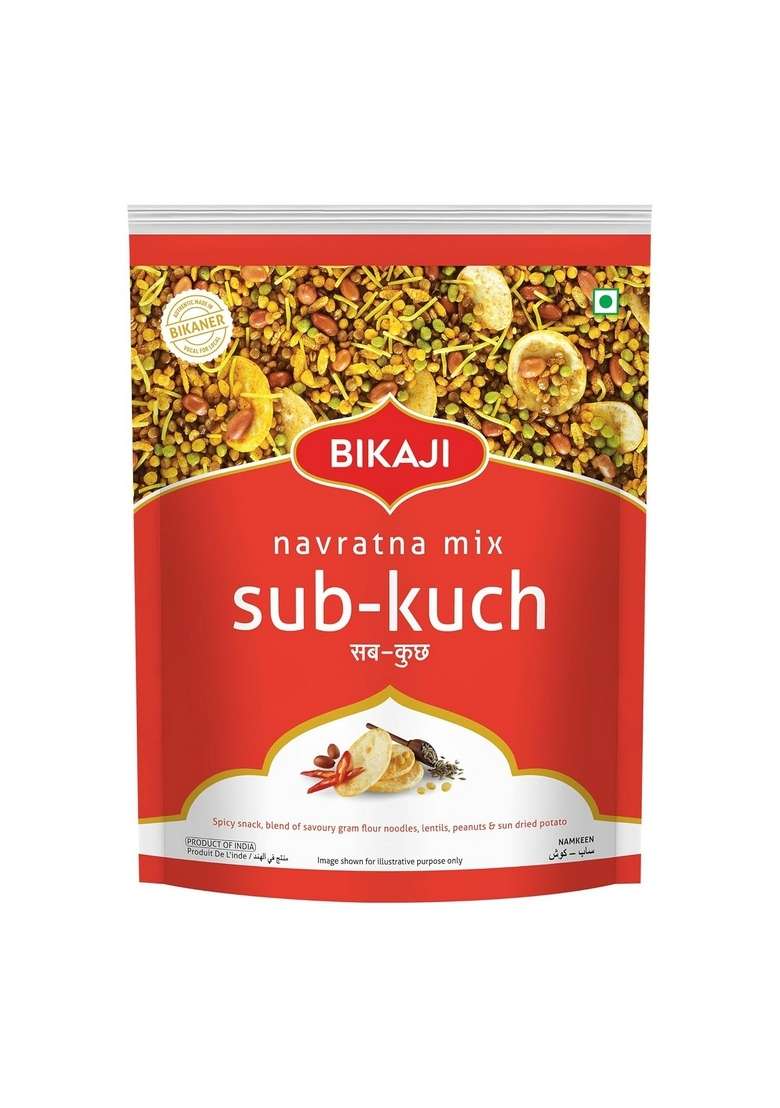 Bikaji Sub Kuch Navratan Mixture | Farsan Chivda Authentic Indian Namkeen Made in Bikaner Traditional recipe Mix of Namkeen, Peanuts & Potato Sticks Best Tea Snack 1Kg Pack - Indya