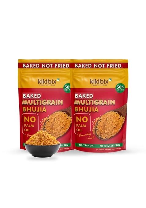 KIKIBIX Baked Multigrain Bhujia Namkeen, Healthy Snacks for adults & kids, Low Fat, Calories, High Protein Bhujiya Diet Mixture diabetics- No Palm Oil, Not Fried