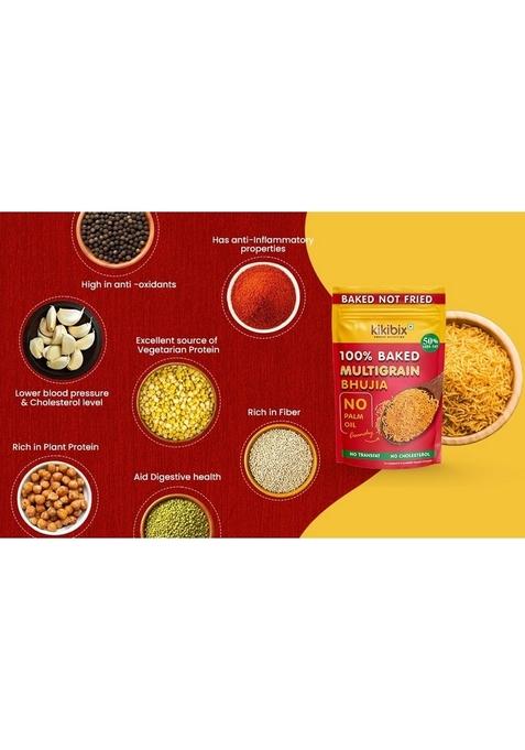 KIKIBIX Baked Multigrain Bhujia Namkeen, Healthy Snacks for adults & kids, Low Fat, Calories, High Protein Bhujiya Diet Mixture diabetics- No Palm Oil, Not Fried