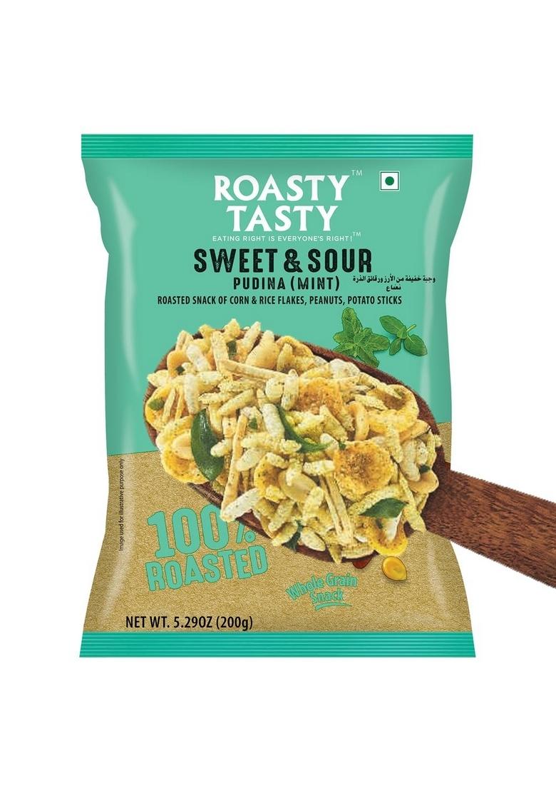 Roasty Tasty Roasted Sweet & Sour Mixture | Pudina Healthy Snacks Namkeen Best Indian Tea Snack Chivda Diet Chiwda Guilt Free 200g