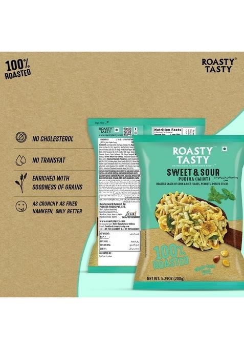 Roasty Tasty Roasted Sweet & Sour Mixture | Pudina Healthy Snacks Namkeen Best Indian Tea Snack Chivda Diet Chiwda Guilt Free 200g