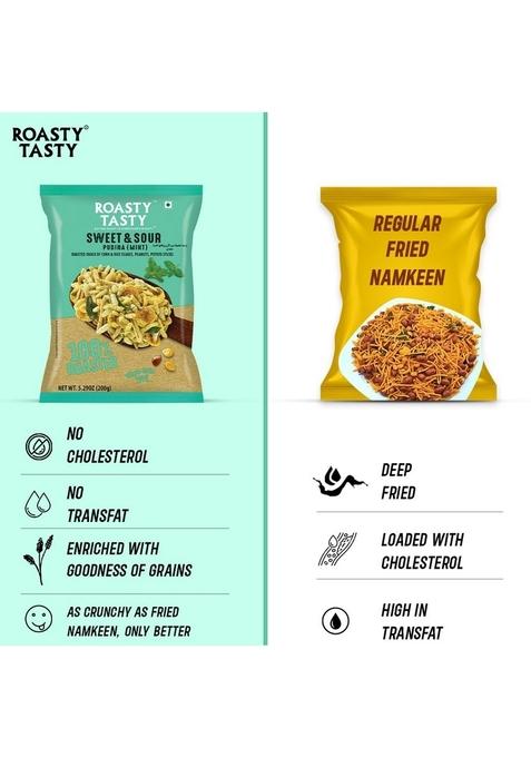 Roasty Tasty Roasted Sweet & Sour Mixture | Pudina Healthy Snacks Namkeen Best Indian Tea Snack Chivda Diet Chiwda Guilt Free 200g