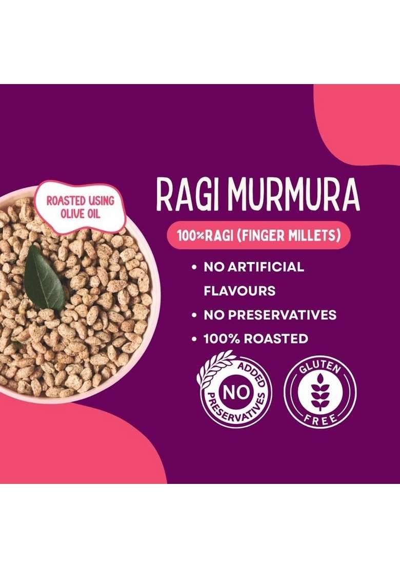LITTLEFINGERS Little Fingers Organic Millet Based Healthy Roasted Gluten Free Puffs High In Fiber Assorted Snack For Kids - Ragi Murmra And Mixed Murmra, 200 Grams X 2 - Indya