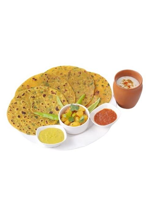 Mouthmelt Methi Masala Soft Thepla Pack of 4 | Ready to Eat,Rosted, Not Fried with Garlic & Ginger 3 Month Shelf Life- Free Green Chutney