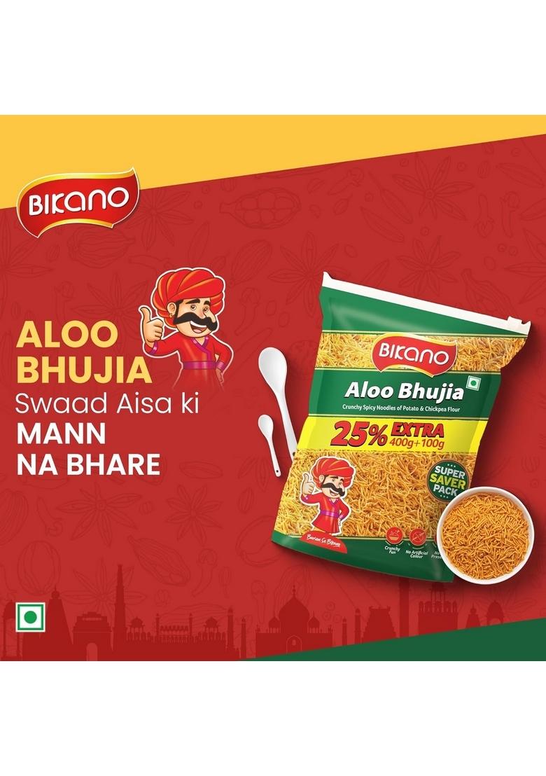 BIKANO Aloo Bhujia | Crunchy Texture 400g pack+25% Extra All time favourite Indian Namkeen