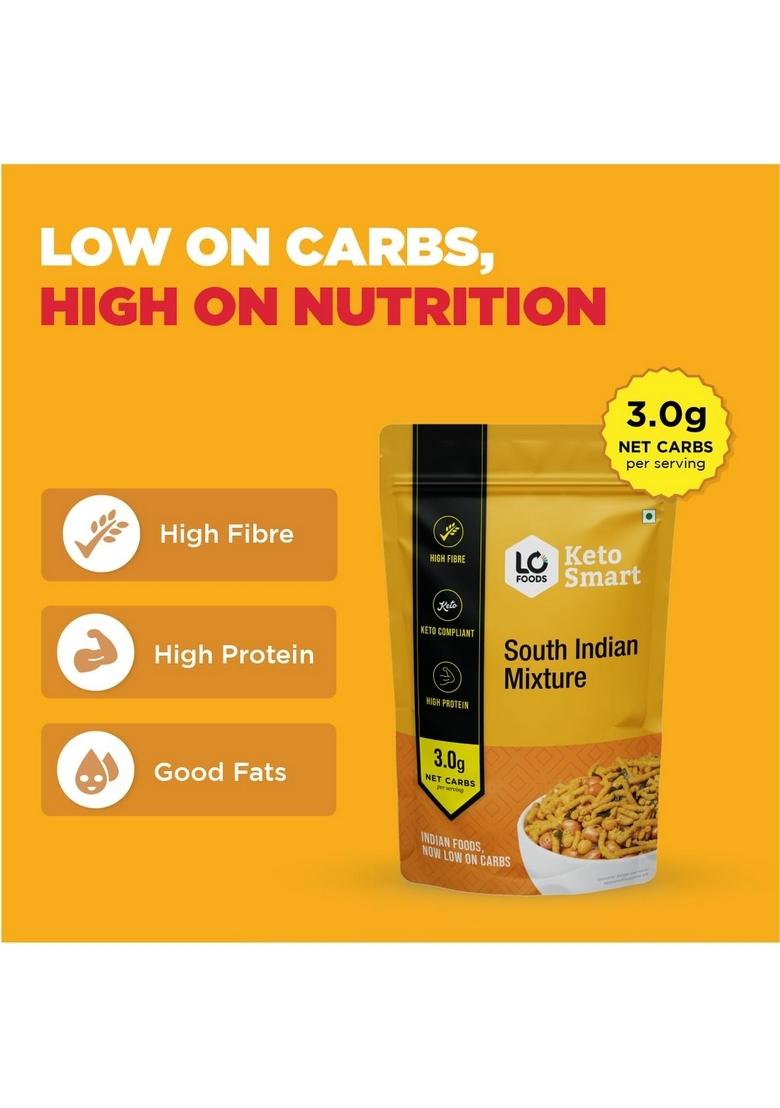 Lo! Low Carb Delights Lo Foods Keto South Indian Mixture (200G)|3G Net Carb|Keto Snack Tested for Diet|Low Snacks|Diet Snacks Food|Keto Namkeen