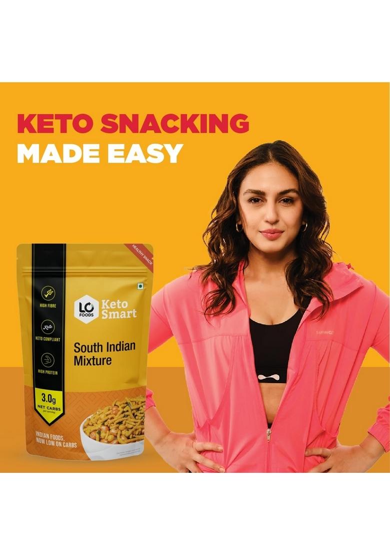 Lo! Low Carb Delights Lo Foods Keto South Indian Mixture (200G)|3G Net Carb|Keto Snack Tested for Diet|Low Snacks|Diet Snacks Food|Keto Namkeen