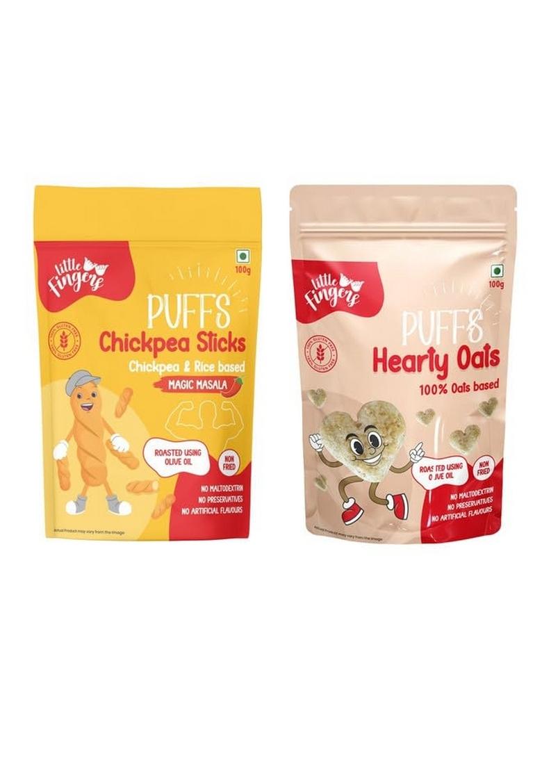 LITTLEFINGERS Little Fingers Organic Millet Based Healthy Roasted Gluten Free Puffs High In Fiber Assorted Snack Combo For Kids
