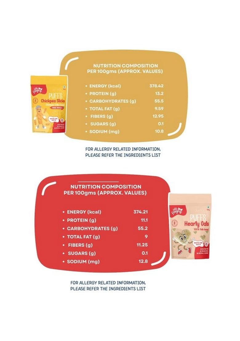 LITTLEFINGERS Little Fingers Organic Millet Based Healthy Roasted Gluten Free Puffs High In Fiber Assorted Snack Combo For Kids