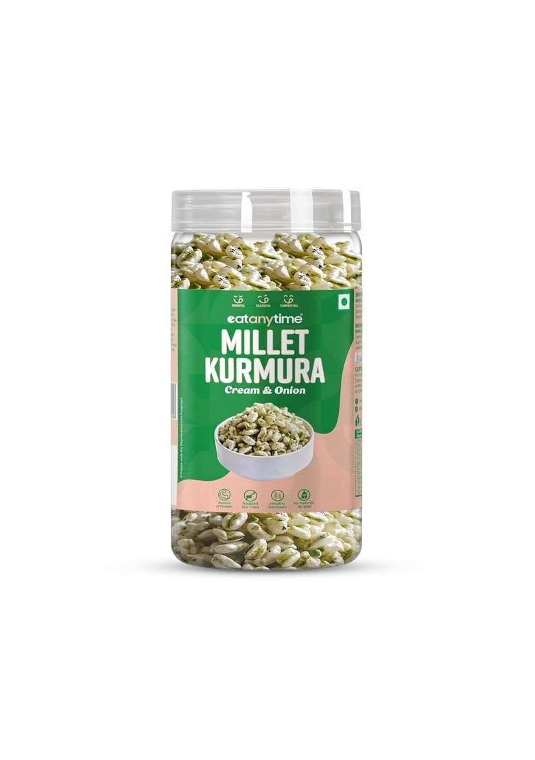 EAT Anytime Premium Creamy & Onion Millet Kurmura | Healthy Snacking Alternative Made with Nutritious High In Fiber Gluten Free Snacks for Adults Kids - 125gm(Pack of 1) - Indya