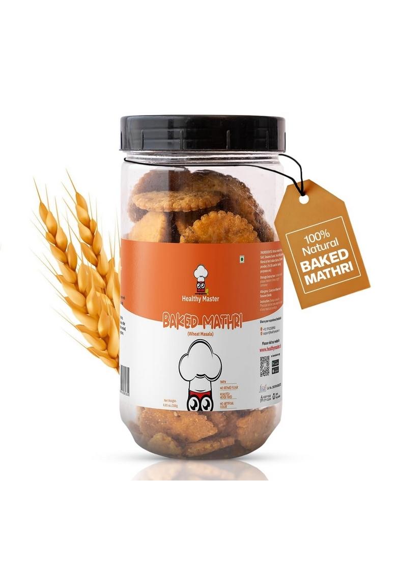 HEALTHY MASTER Vision to serve Baked Wheat Masala Mathri 250g | No Maida Palm Oil Crispy Crunchy Snack 100% Namkeen Mathi (Pack of 1)