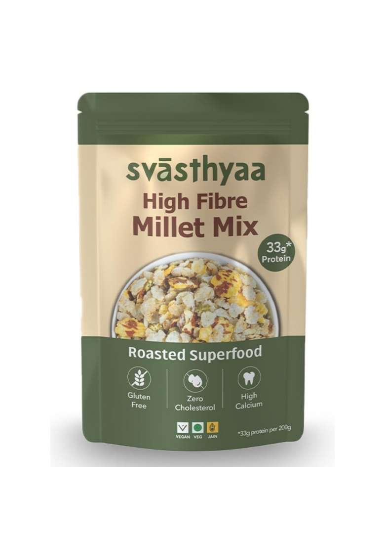 SVASTHYAA - Millet Mix 190gm Roasted Chivda Namkeen, Healthy Snacks No Palm Oil, Jowar flakes, Chana Jor, Moong Jor & Corn providing a nutritious blend for snacking- Pack of 1 - Indya