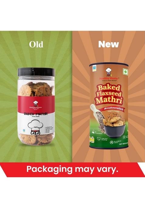 HEALTHY MASTER Vision to serve Baked Wheat Mathri (Flax Seed) 250g (Pack of 2) | No Maida Palm Oil Crispy Crunchy Snack 100% Namkeen Mathi