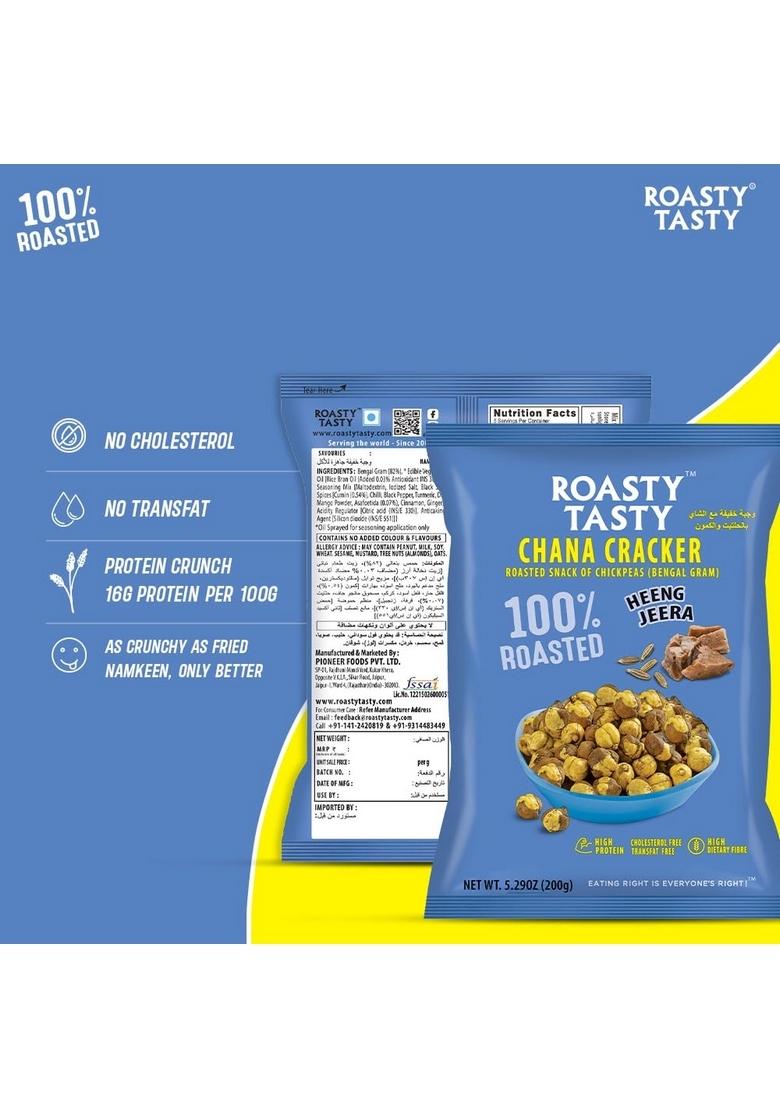 Roasty Tasty Chana Cracker | Heeng Jeera Healthy Snacks Roasted Namkeen Crunchy Chickpeas No Preservatives Rich In Protein Cholesterol Free, Transfat Free 200G