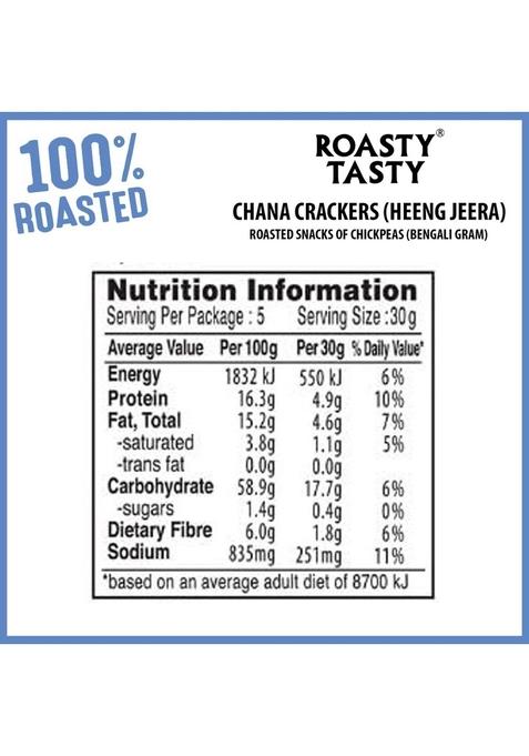 Roasty Tasty Chana Cracker | Heeng Jeera Healthy Snacks Roasted Namkeen Crunchy Chickpeas No Preservatives Rich In Protein Cholesterol Free, Transfat Free 200G