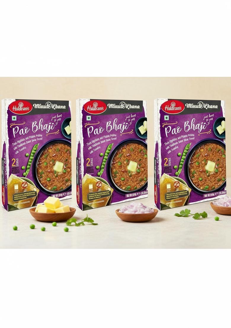 Haldiram's Pav Bhaji 300g x 3 | Heat and Eat Pure Veg Delicious Instant Food Ready to Easy-to-Prepare Meals & Microwaveable Cook
