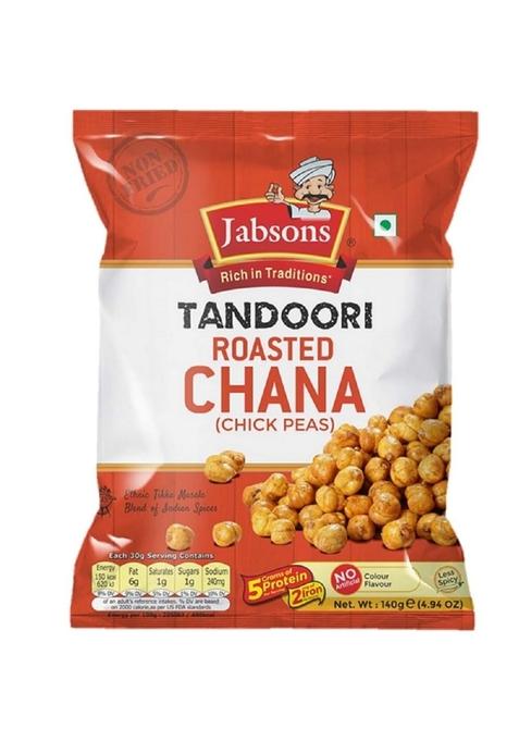 Jabsons Roasted Chana Tandoori 140g | Skinless with Flavor High Protein Ready to Eat Bhuna Healthy Indian Snack No Fry, Onion Garlic