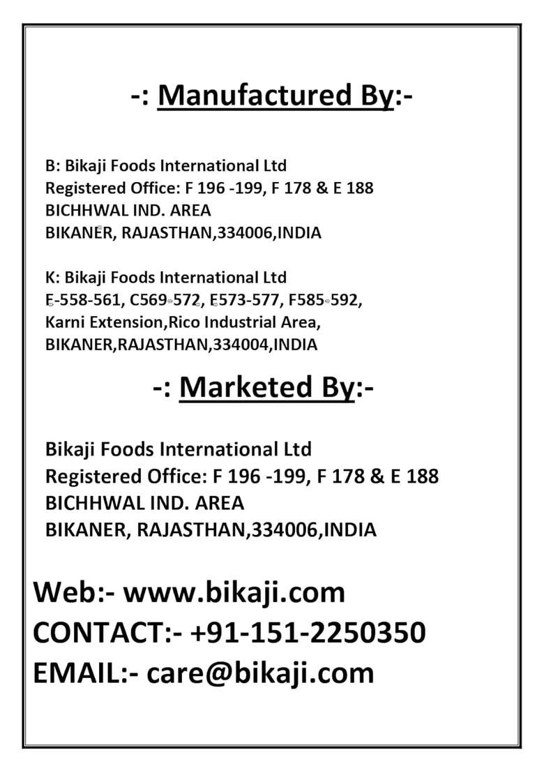 Bikaji crispy crunchy 100% vegetarian Chowpati bhelpuri open mix &eat now bhel (pack of 2pcs ) each pack 300 grm - Indya