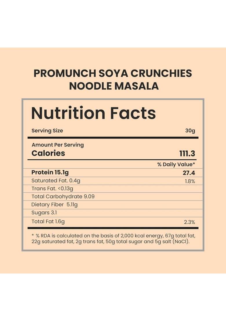 PROMUNCH Soya Crunchies | Vegan High-Protein Healthy Pack of 1, Flavour: Noodle Masala, 270g - Indya