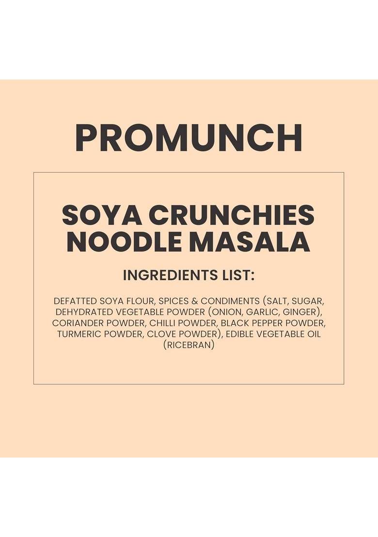 PROMUNCH Soya Crunchies | Vegan High-Protein Healthy Pack of 1, Flavour: Noodle Masala, 270g - Indya