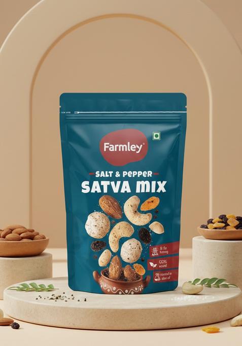 Farmley Satva Mix 120g, Fit for Fasting I Contain Peanuts, Green Raisins, Almonds, Cashew Nuts, Black Fox Roasted in Olive oil
