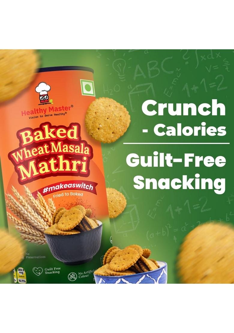 HEALTHY MASTER Vision to serve Baked Wheat Masala Mathri 250g (Pack of 2)| No Maida | Palm Oil Crispy Crunchy Snack 100% Namkeen Mathi
