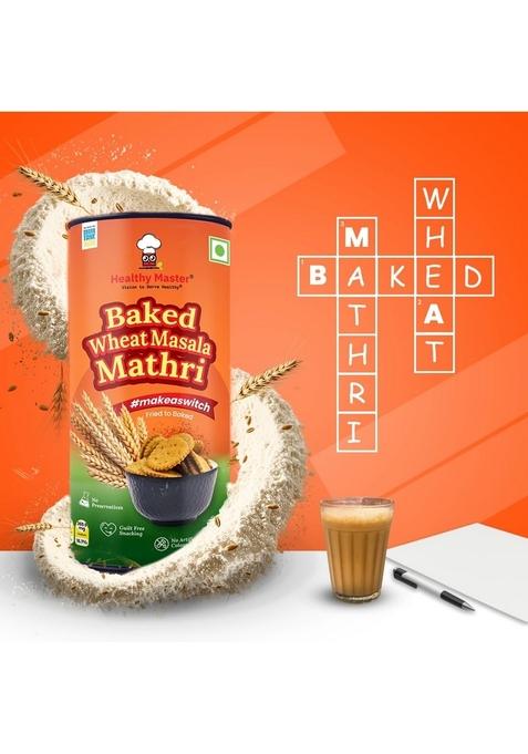 HEALTHY MASTER Vision to serve Baked Wheat Masala Mathri 250g (Pack of 2)| No Maida | Palm Oil Crispy Crunchy Snack 100% Namkeen Mathi