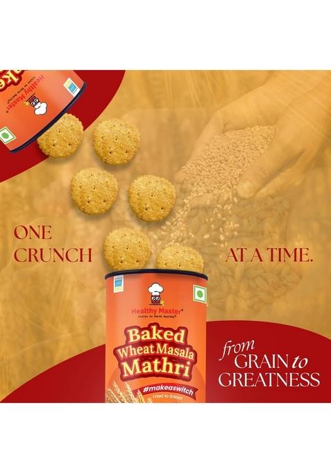 HEALTHY MASTER Vision to serve Baked Wheat Masala Mathri 250g (Pack of 2)| No Maida | Palm Oil Crispy Crunchy Snack 100% Namkeen Mathi