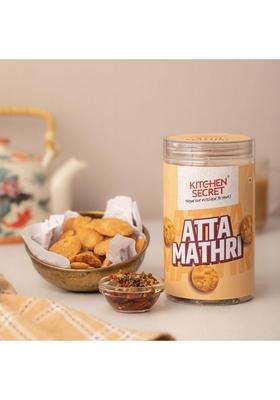 Kitchen Secret Atta Mathri 320g, Crunchy Whole Wheat Snack - Traditional Indian Namkeen Homemade Taste Crispy Tea Time Treat No Preservatives Healthy & Tasty Ready-to-Eat