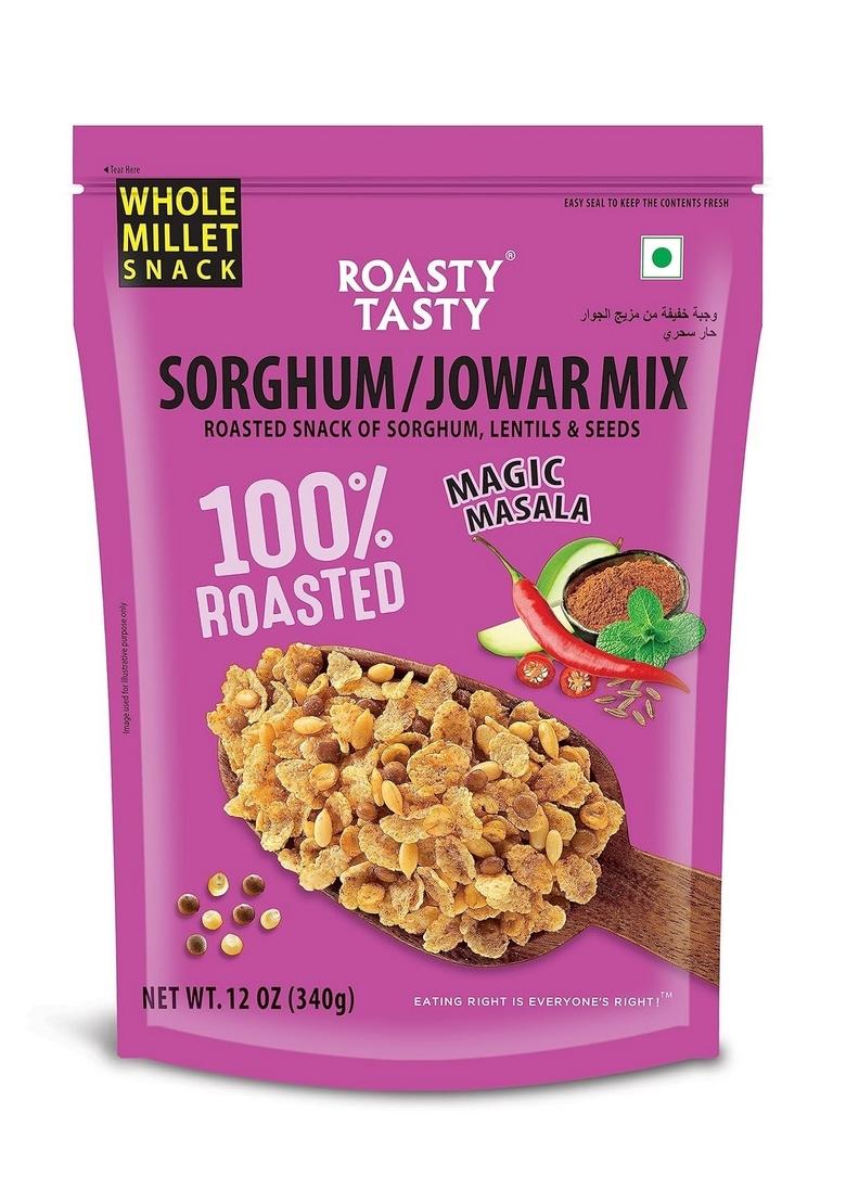 Roasty Tasty Jowar Mix Magic Masala Roasted Snack 340g | Healthy Gluten Free Namkeen Ideal Millet for Kids & Adults Low Calorie Snacks
