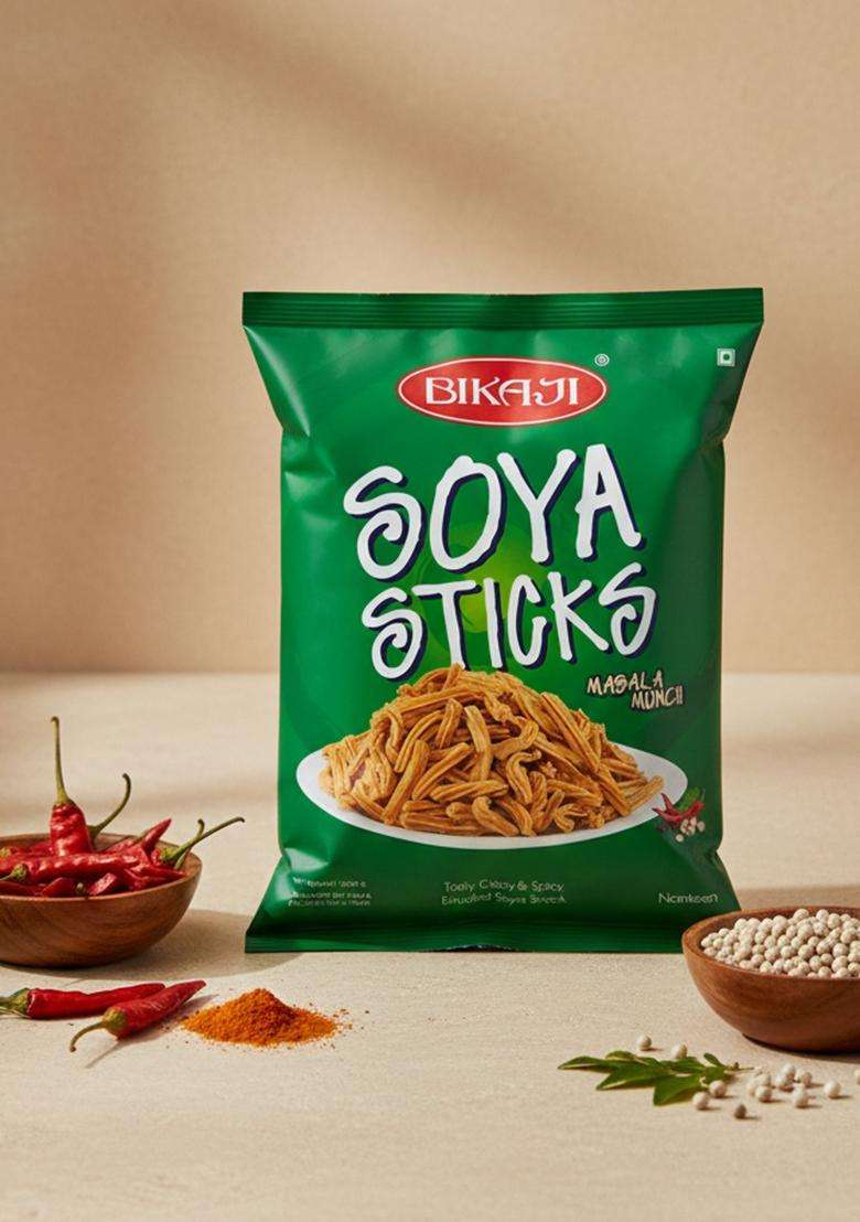 Bikaji Aslee Bikaneri SOYA Stick - Indian Namkeen Snack 200g Pack of 4 - Indya