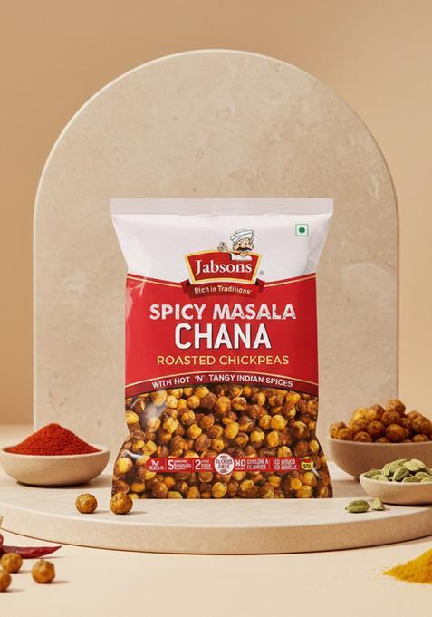 Jabsons Roasted Chana Spicy Masala, 150g | Protein-Rich Healthy Namkeen No Onion Garlic Gluten-Free Chickpeas Ready to Eat Masala Snack