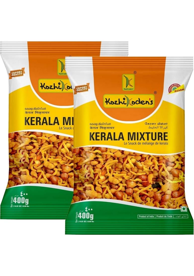KOZHIKODEN'S Kerala Mixture | 800g (2 x 400g Pack) Fresh & Spicy Namkeen Snack Authentic Indian Perfect for Tea-Time