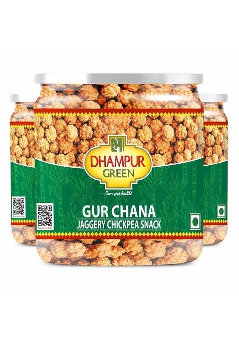 Dhampure Speciality Gur Chana, 600G (200GX3) | Chickpeas Sweets Snacks With Jaggery Roasted