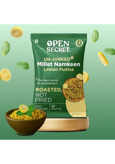 Open Secret Millet Namkeen Lemon Pudina | Baked Healthy Snack High Fiber, Protein 100g