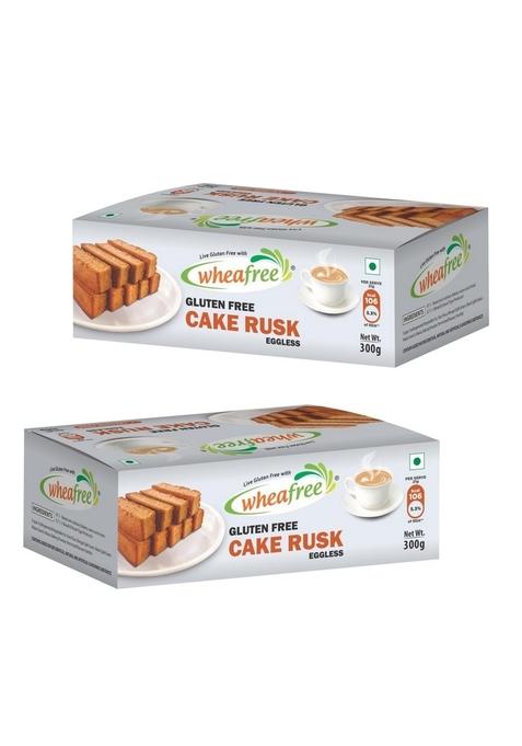 wheafree Gluten Free Cake Rusk (Eggless)(Pack of 2 x 300g Each) | Tasty, Crunchy and Crispy Best Tea Time Snacks No Maida 100% Vegetarian Wholesome Ingredients