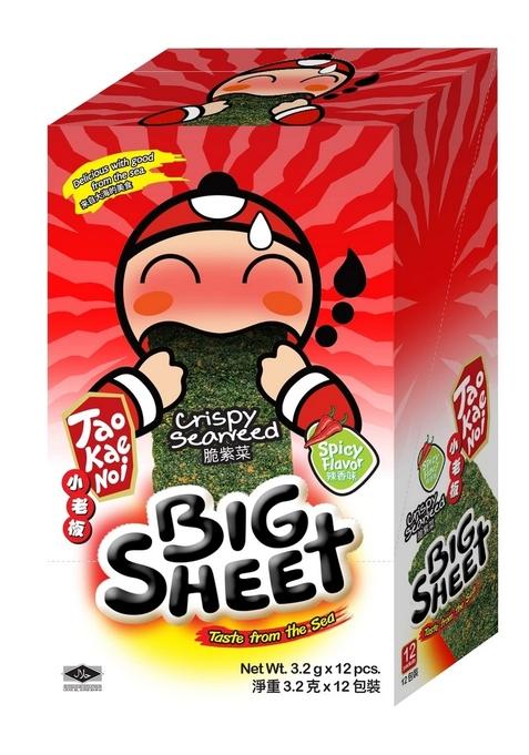 Tao Kae Noi Crispy Seaweed Big Sheet Spicy Flavour, 12 x 3.2 g