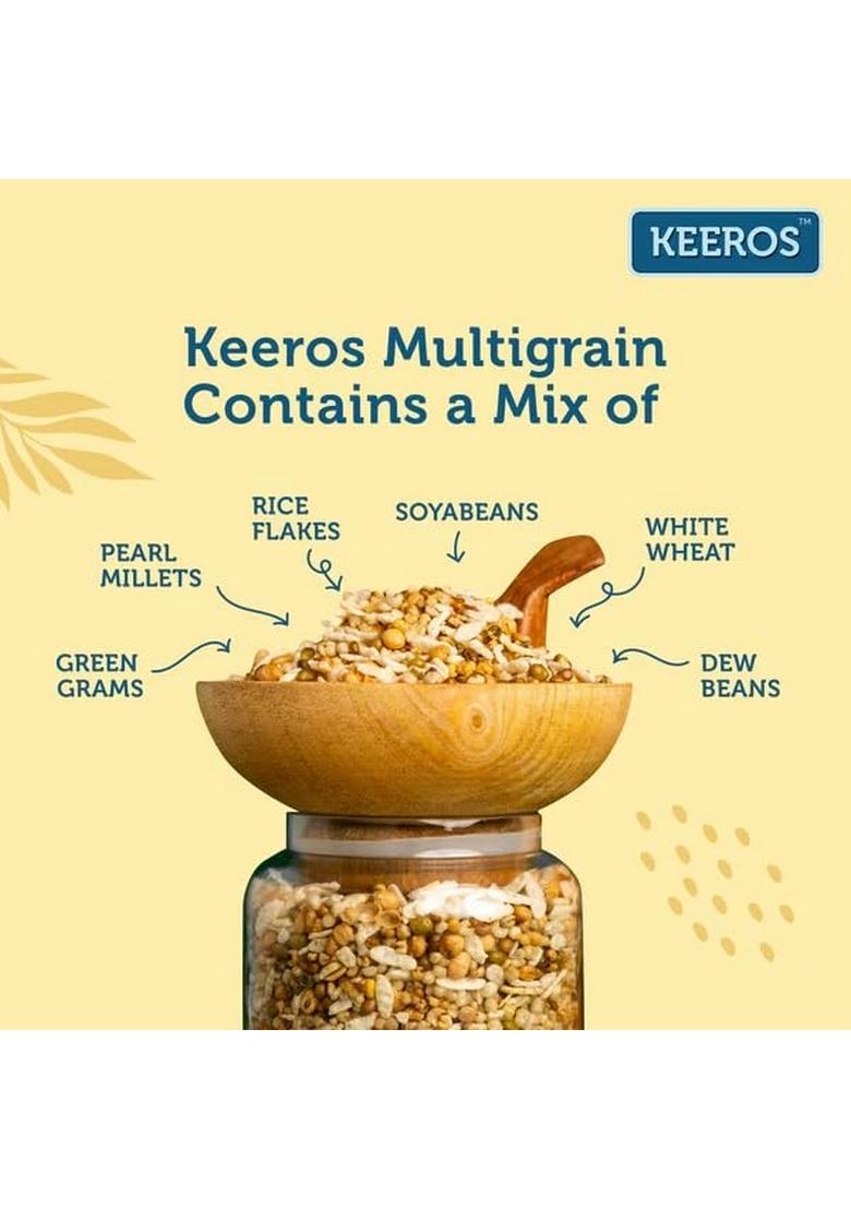 KEEROS Multigrain Roasted & Healthy Snacks for Weight Management | Diabetic Friendly, Diet Namkeen Low GI, Ready to Eat, Crispy, Tasty Lightly Salted Mix of Pearl Millets 5 supergrains |400g