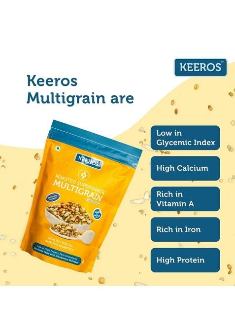KEEROS Multigrain Roasted & Healthy Snacks for Weight Management | Diabetic Friendly, Diet Namkeen Low GI, Ready to Eat, Crispy, Tasty Lightly Salted Mix of Pearl Millets 5 supergrains |400g