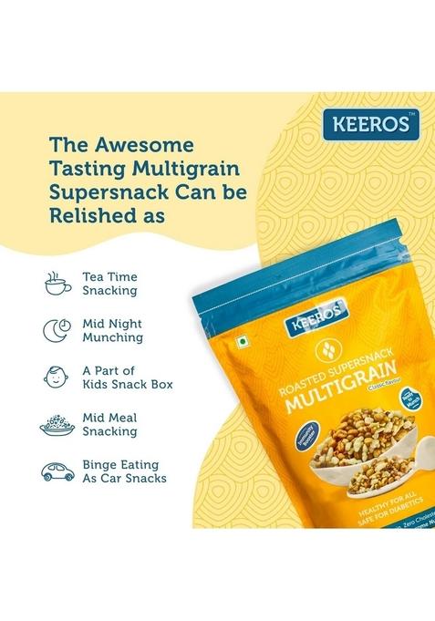KEEROS Multigrain Roasted & Healthy Snacks for Weight Management | Diabetic Friendly, Diet Namkeen Low GI, Ready to Eat, Crispy, Tasty Lightly Salted Mix of Pearl Millets 5 supergrains |400g
