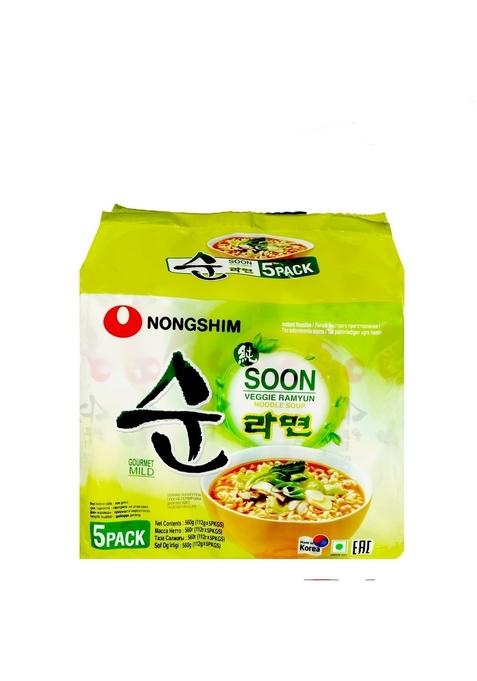 Nongshim Soon Veggie Ramyun, 5 X 112 G, Vegetarian