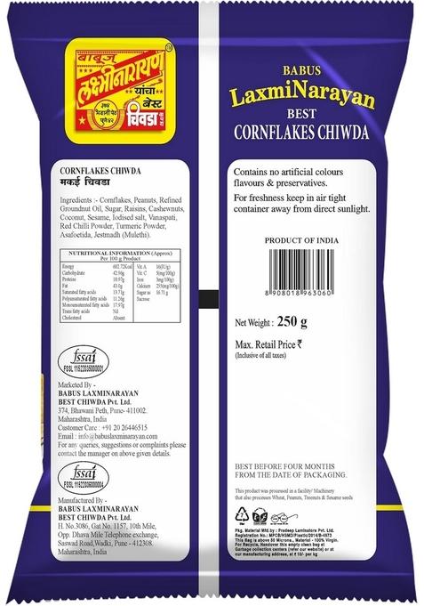 BABUS LAXMINARAYAN Fresh & Delicious Cornflakes Chiwda (1 Count)_250Gm (Pack Of 2)