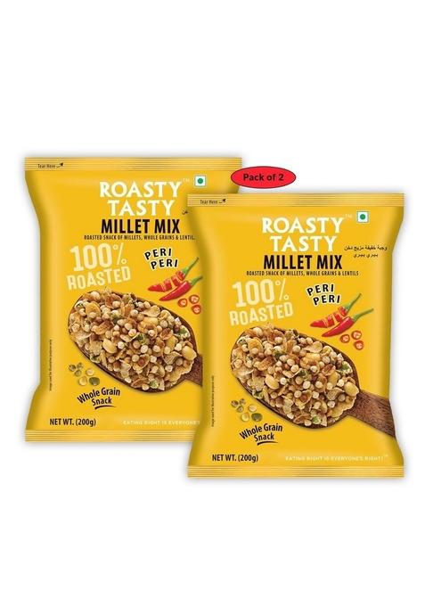 Roasty Tasty Millet Mix Peri 400G (200G Pack Of 2)|Healthy Snack Roasted Bajra, Wheat Flakes, Moong, Masoor, Peanuts