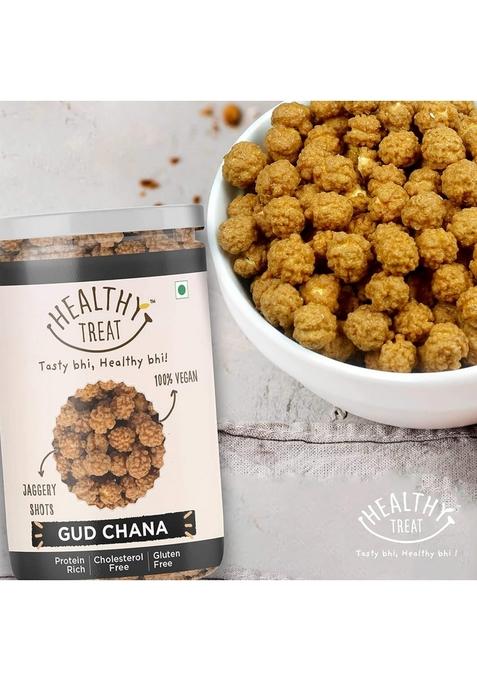 Healthy Treat Gur Chana and Roasted JOR Garam Combo 400 gm (Pack of 2, Each 200 gm) | Oil-Free I Protein-Rich Gluten Free Vegan