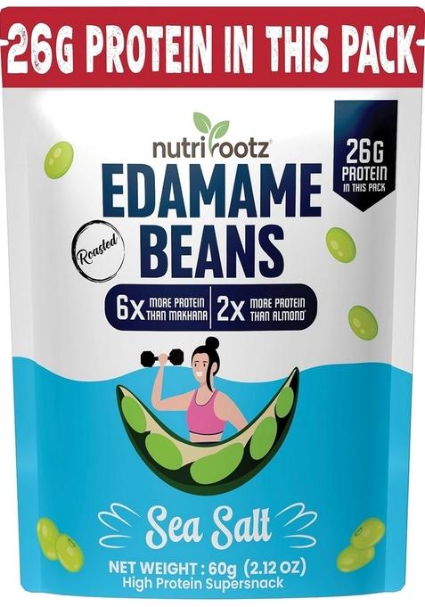 NUTRIROOTZ Roasted Edamame Beans | 26g PROTEIN Sea Salt Flavor Highest Super Snack Not Fried Keto Friendly Gluten Free Vegan Plant Based Healthy (60 G, Salt)