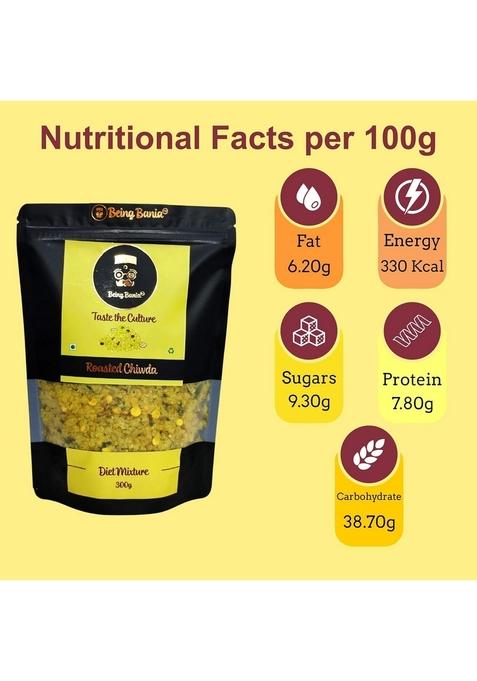 Being Bania Roasted Chiwda, 300gms | Lite Chidwa Chivda Diet Mixture Famous Indian Snack Special Namkeen No preservatives All natural and Fresh