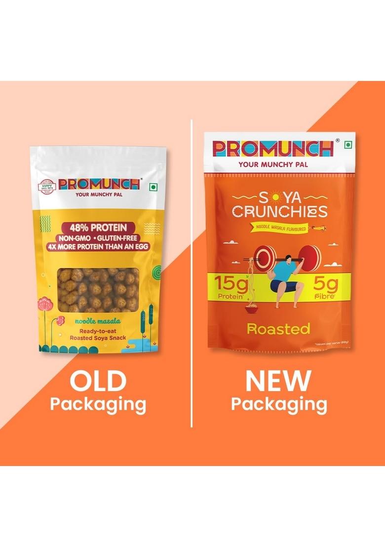 PROMUNCH Roasted Soya Snack | High-Protein Healthy Gluten-Free (Cheese and Onion-3, Peri Peri-3, Noodle Masala-3) 30g Each