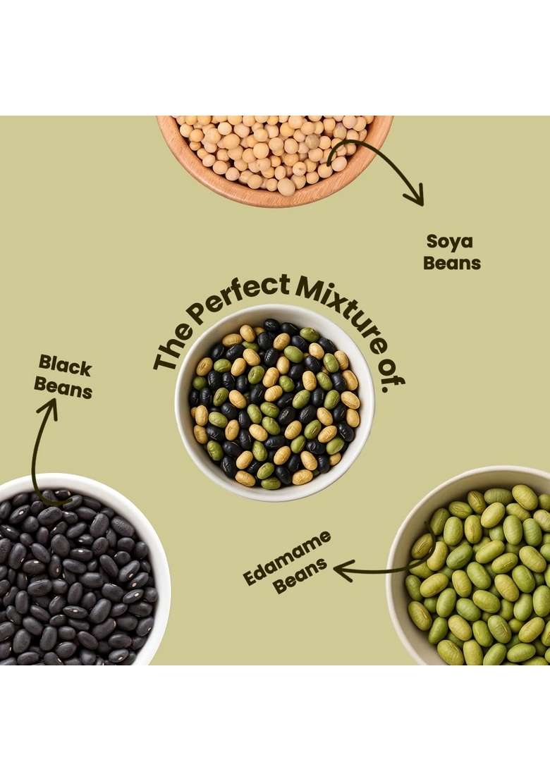 LIVYOR Roasted Protein Beans Mix - 150 gm | SoyaBeans Edamame Black Not fried Healthy and Tasty snack No Added Sugar preservatives Pack of 1 - Indya