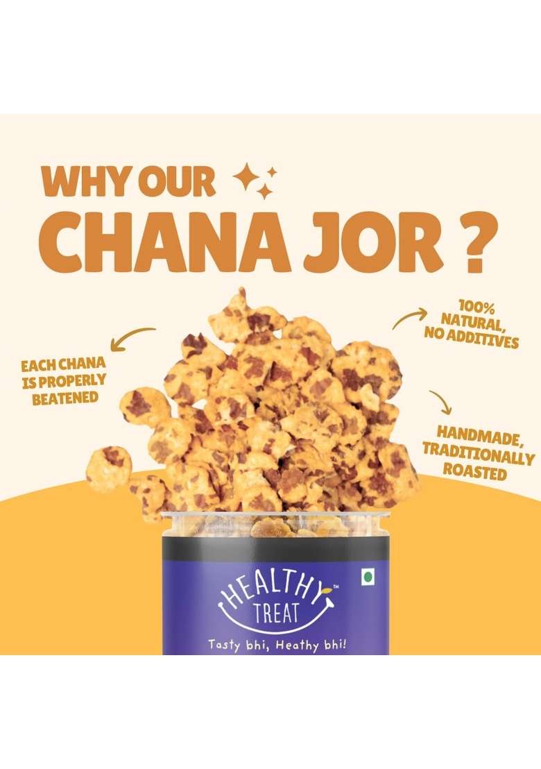 Healthy Treat Roasted Chana Jor Garam 200 gm | Healthy, Oil-Free Namkeen Ready-to-eat Snacks Low in calories Protein-Rich Snack Beaten Gluten Free - Indya