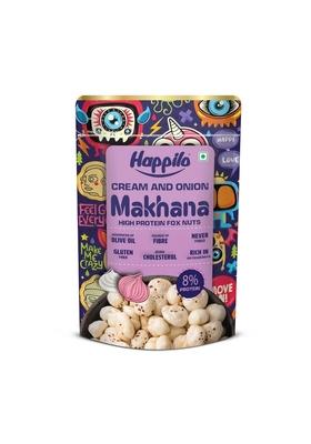 Happilo Premium Super Snack Makhana Cream & Onion 55g | Roasted Foxnuts, Phool Healthy Snacks Low Calorie, Vegan, Tasty Crunchy